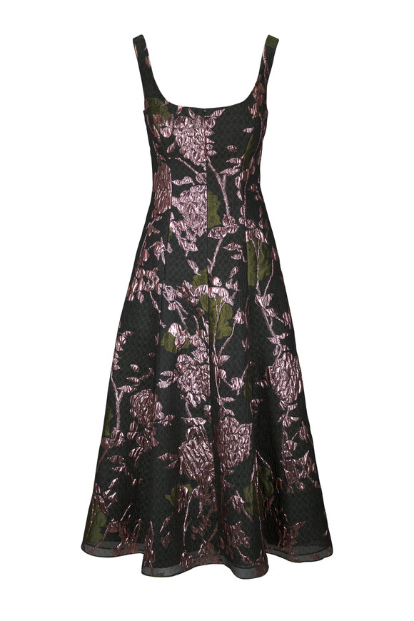 Lela Rose Olivia Cactus Multi Floral Fil Coupe Dress