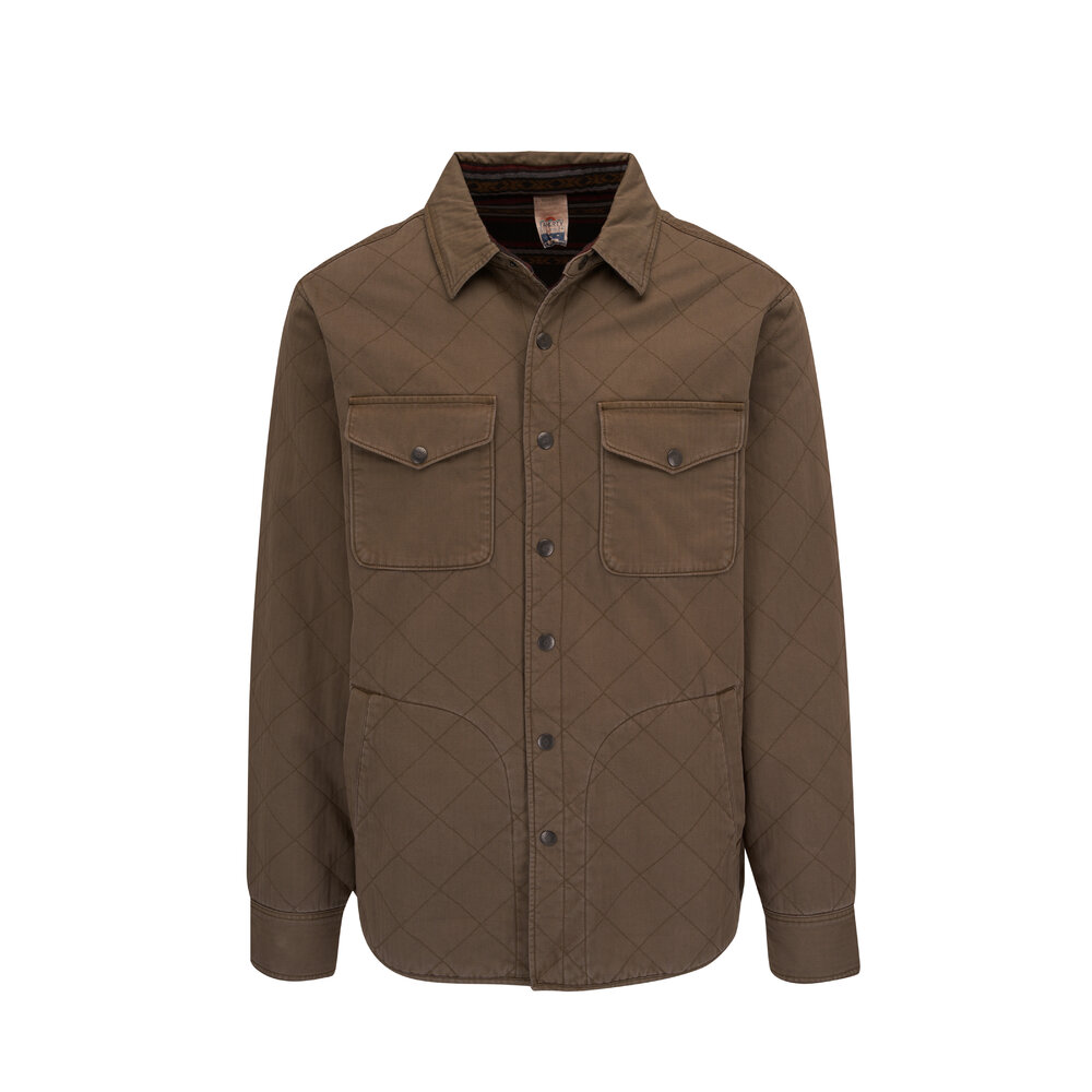 Faherty Brand Doug Good Feather Olive Quilted Reversible Jacket