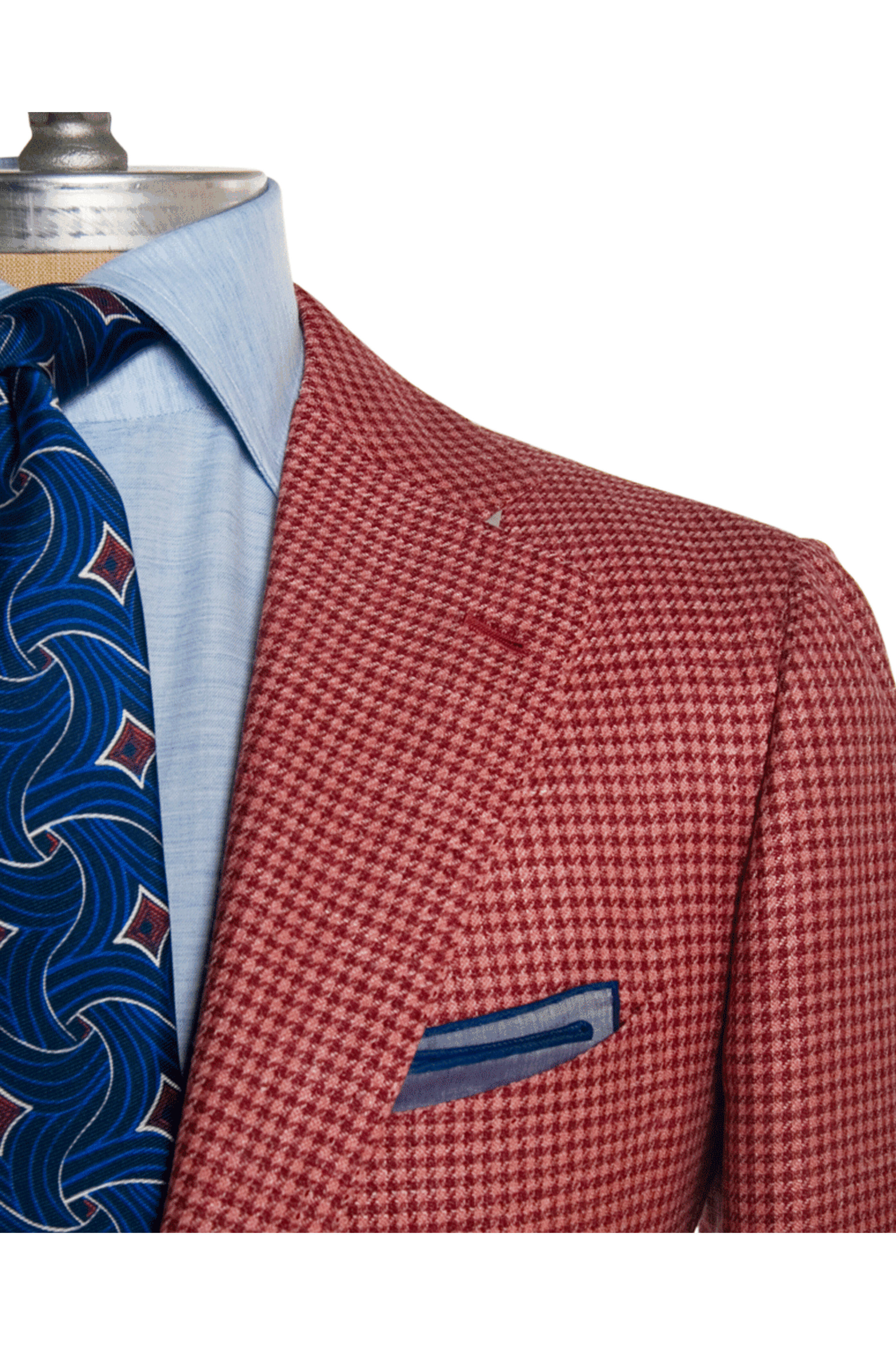 Cesare Attolini - Red and Coral Mini Houndstooth Sportcoat