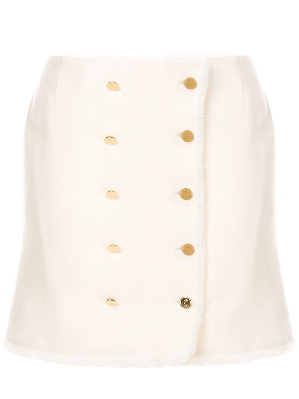 Thom Browne - Cream Frayed Donegal Wool Mini Skirt