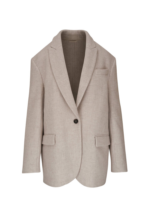 Brunello Cucinelli Pearl Gray Cashmere Relaxed Jacket 