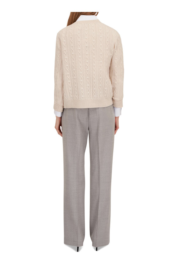 Lafayette 148 New York - Buff Melange Cable Knit Cardigan 