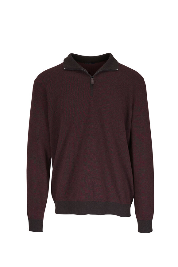 Loro Piana Roadster Revamp Plum Juice Cashmere Quarter Zip - view 1