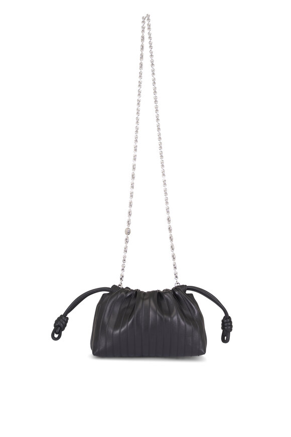 Loewe Flamenco Pleats Black Leather Chain Clutch - view 1