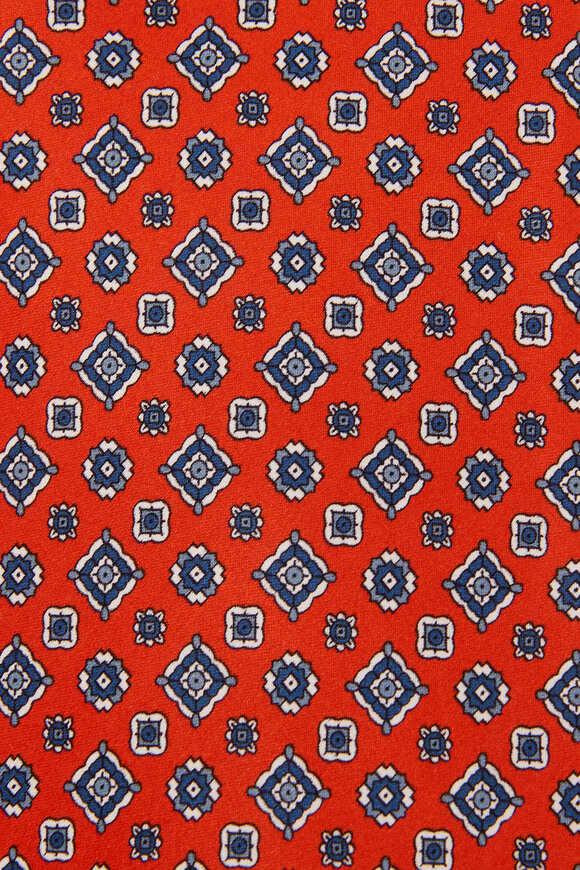 Brioni - Orange & Brown Medallion Print Silk Necktie