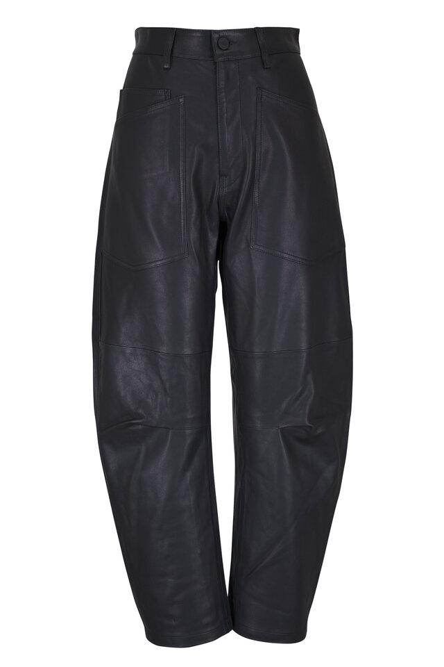 Khaite トレントンハンツ 3160343 963 Khaite - Trenton Black Leather Drawstring Pant | Mitchell Stores