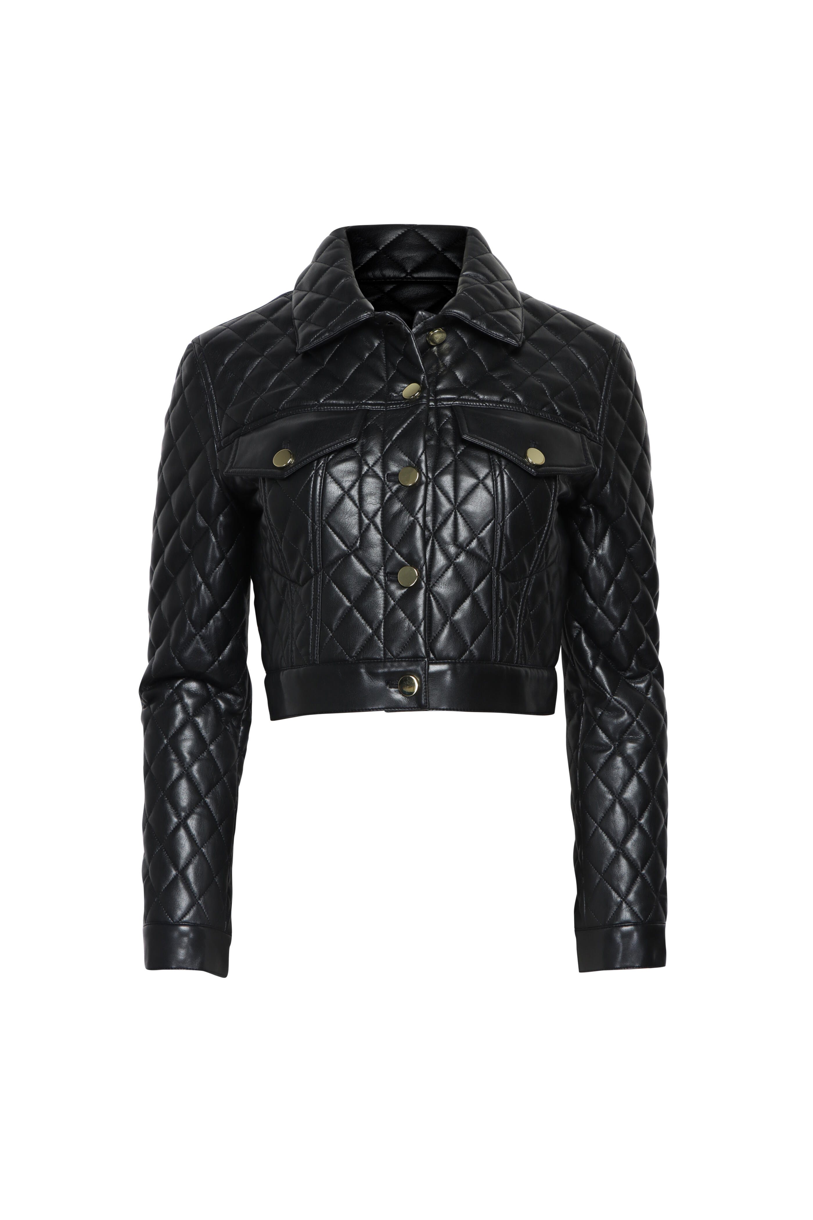 Alice & Olivia - Chloe Black Quilted Crop Jacket