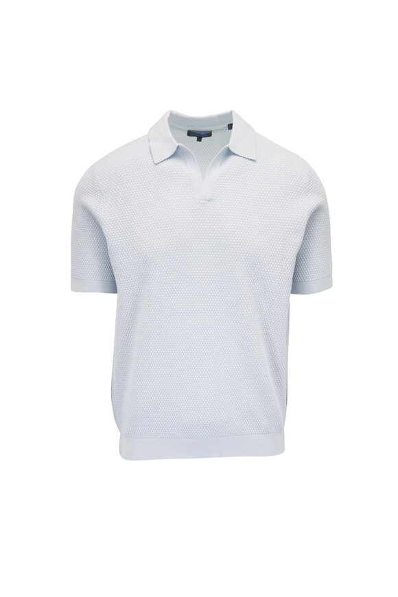 Patrick Assaraf Light Blue Bubble Knit Polo