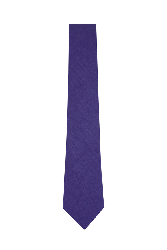 Canali Blue Neat Wool Necktie - view 1