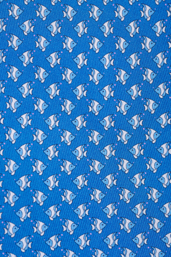 Ferragamo Light Blue Fish Print Silk Necktie - view 2