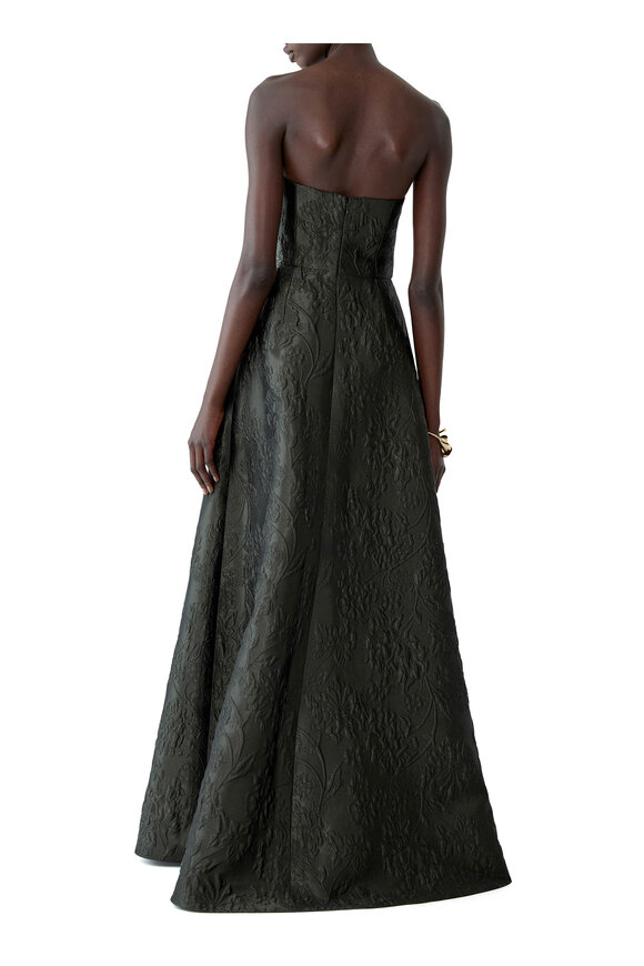 Carolina Herrera Floral Cloque Lurex Jacquard Strapless Gown - view 3