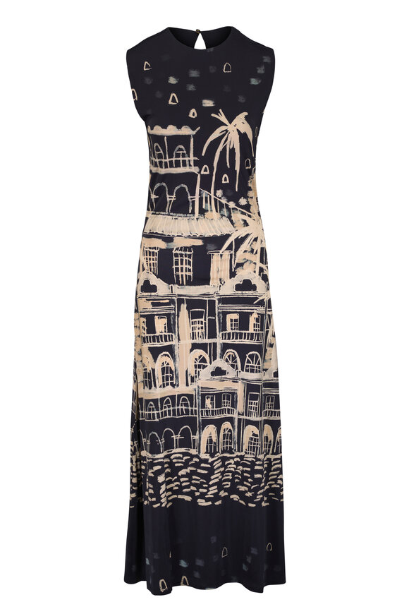 Johanna Ortiz Cardinal Direction Black & Ecru Midi Dress