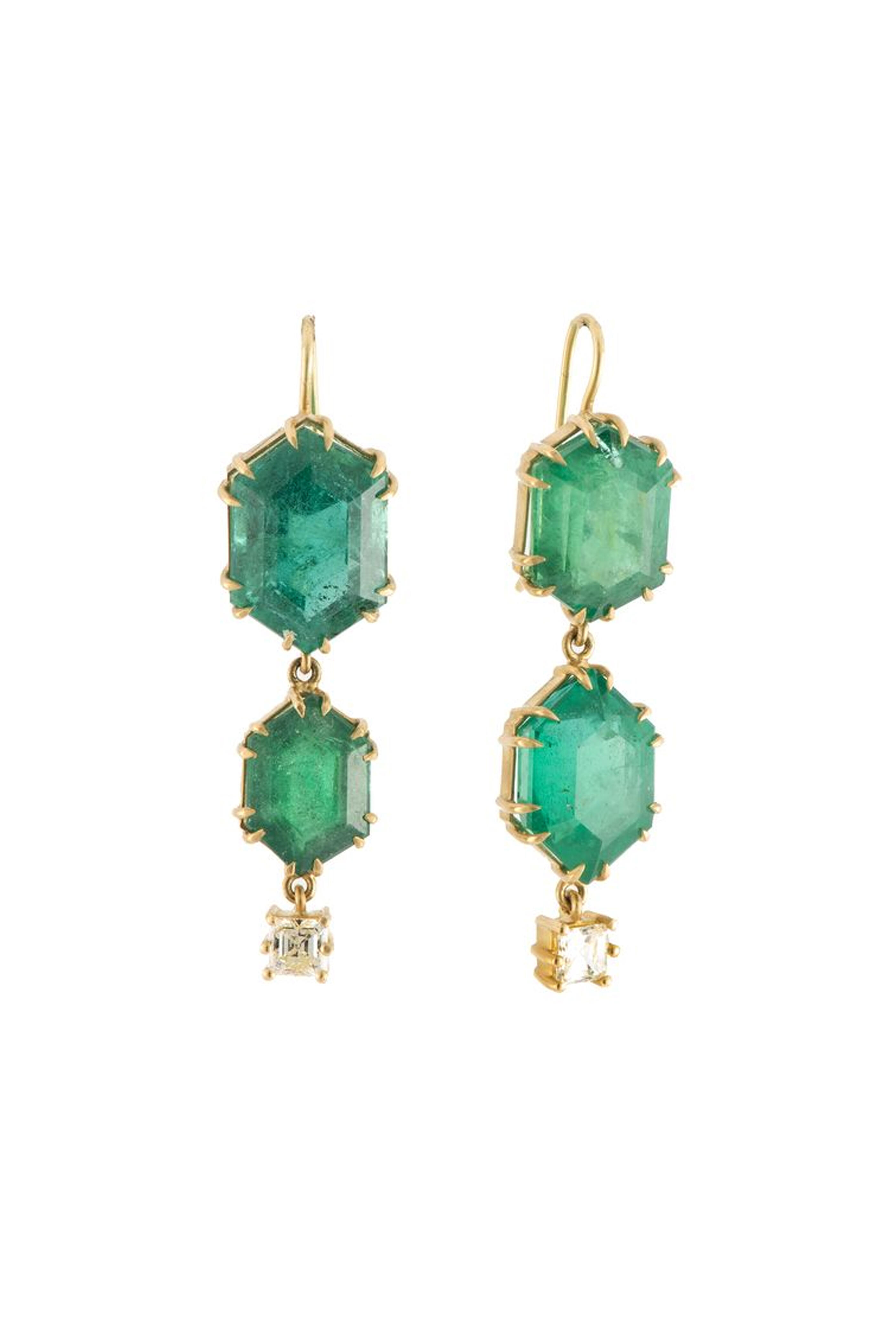 Sylva & Cie - Emerald Triple Drop Earrings