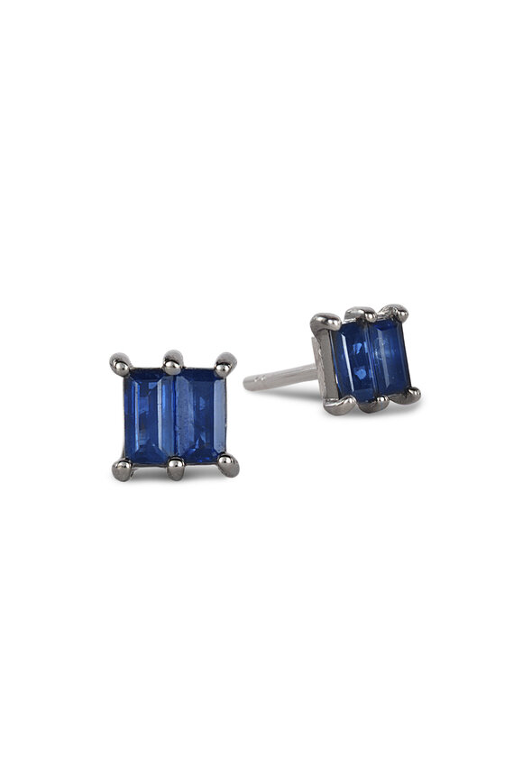 Nam Cho 18k White Gold Blue Sapphire Stud Earrings - view 1