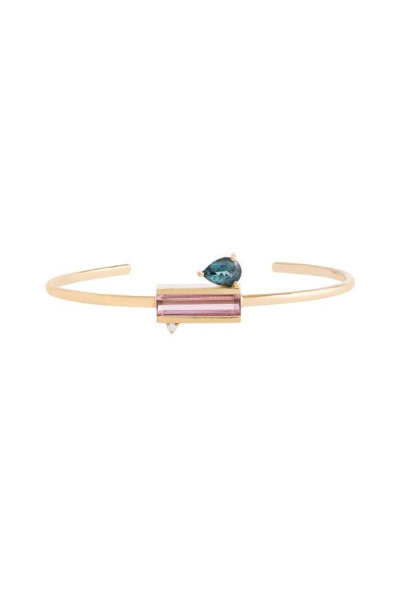 Carolina Neves Tourmaline & Diamond Bar Cuff Bracelet