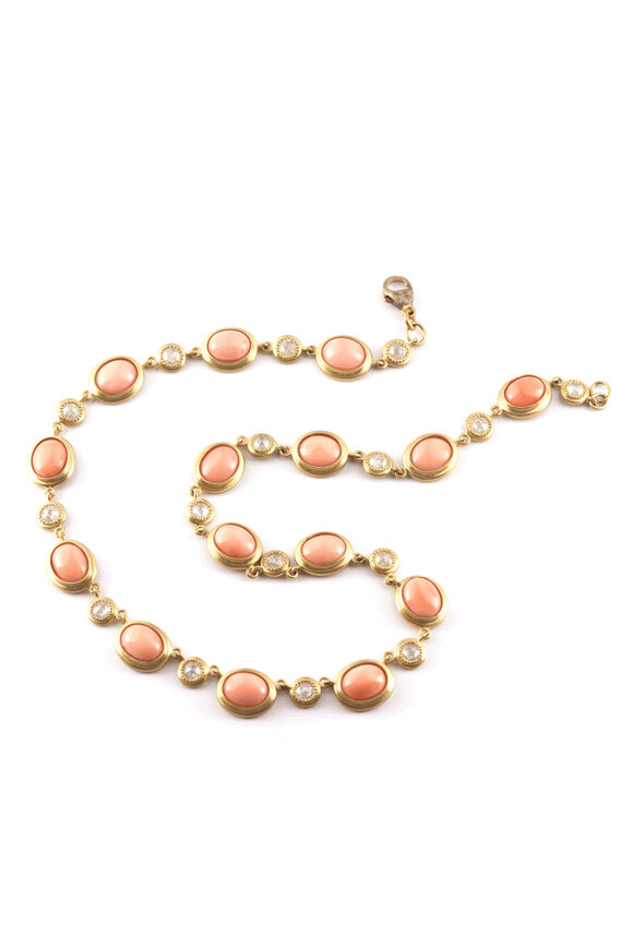 Sylva & Cie Diamond and Coral Victorian Necklace