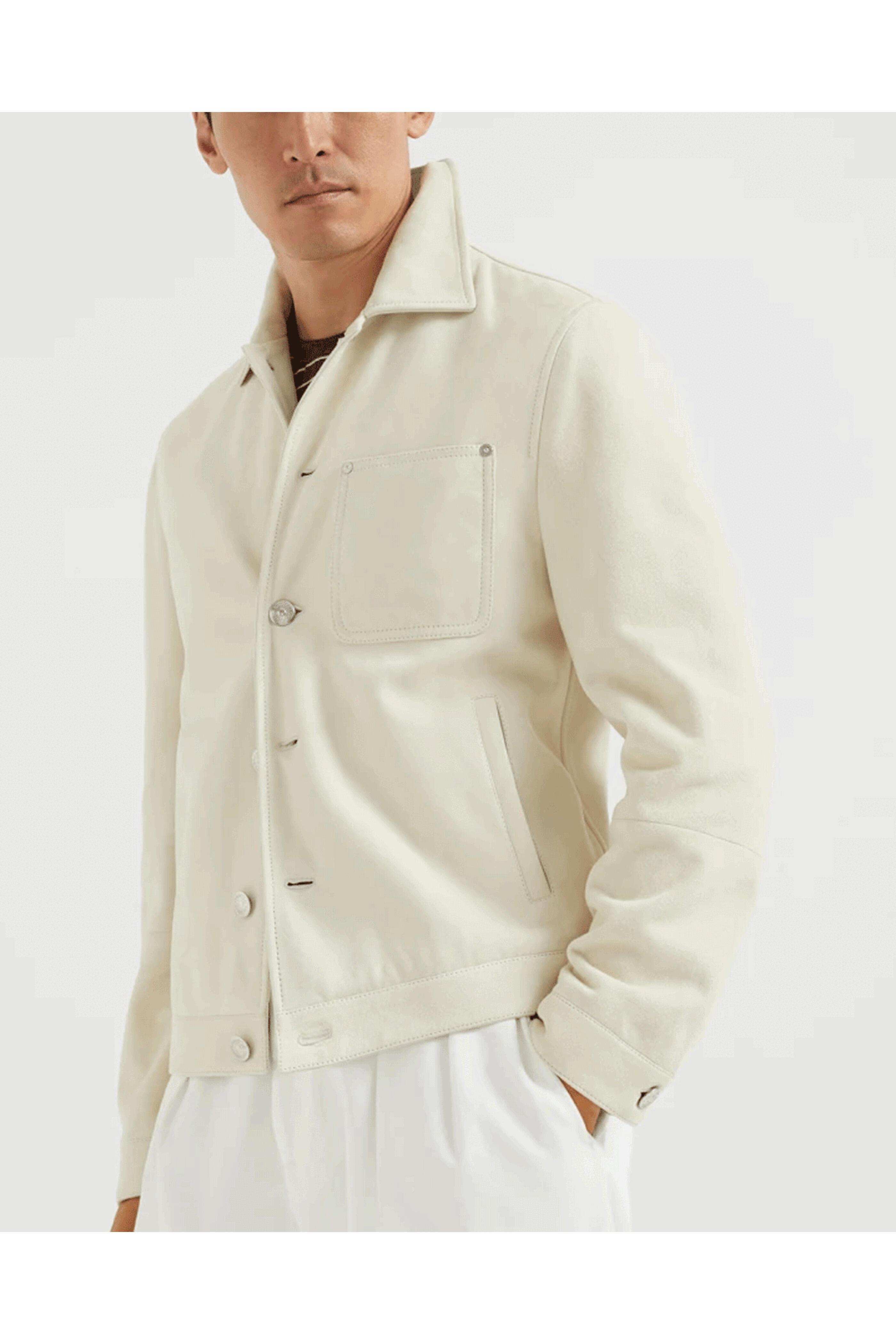 Brunello Cucinelli - Beige Suede Jacket | Mitchell Stores