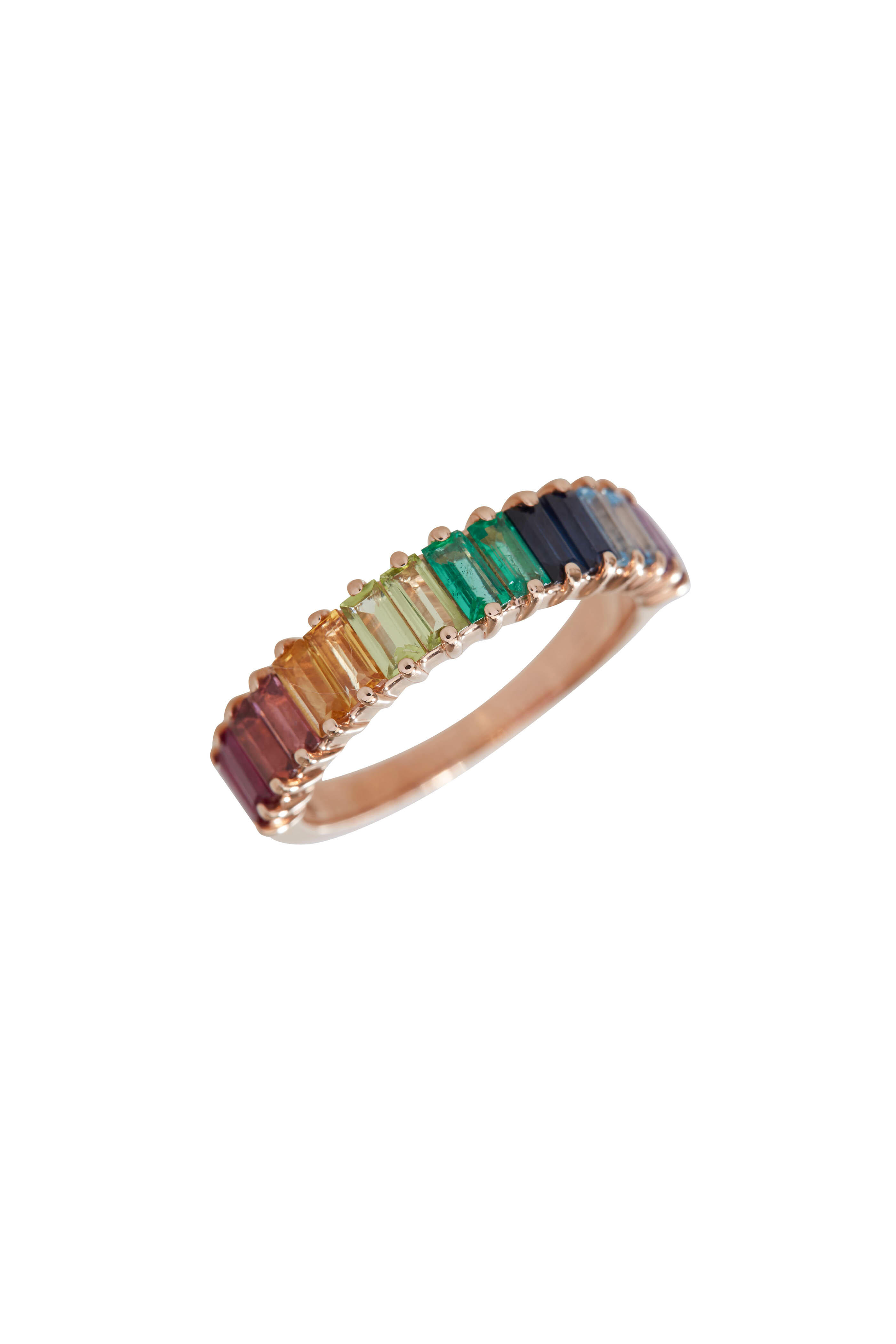 My Story Jewel - 14K Rose Gold Rainbow Sapphire Ring
