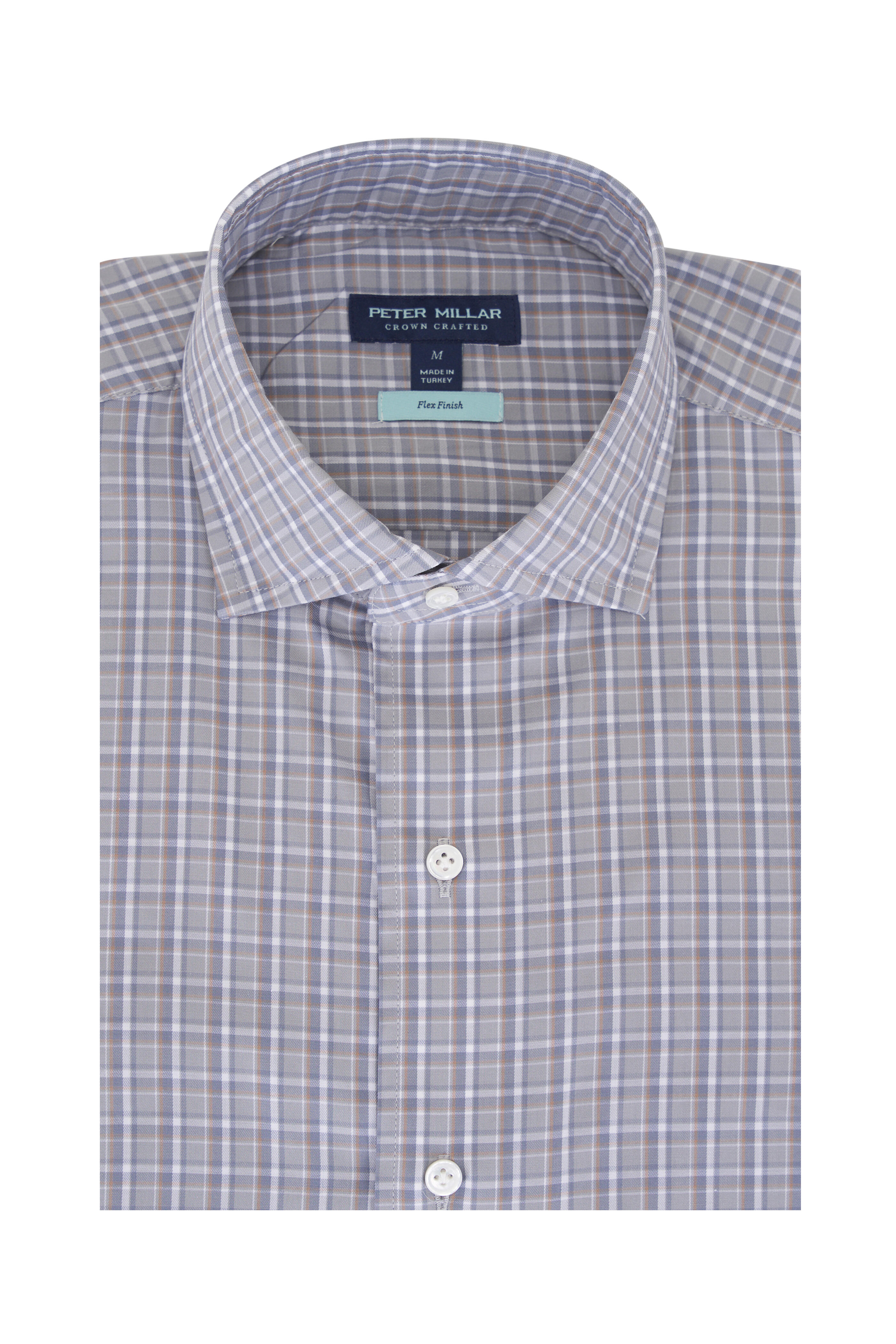 Peter Millar - Abetone Rain Cloud Gray Plaid Cotton Sport Shirt