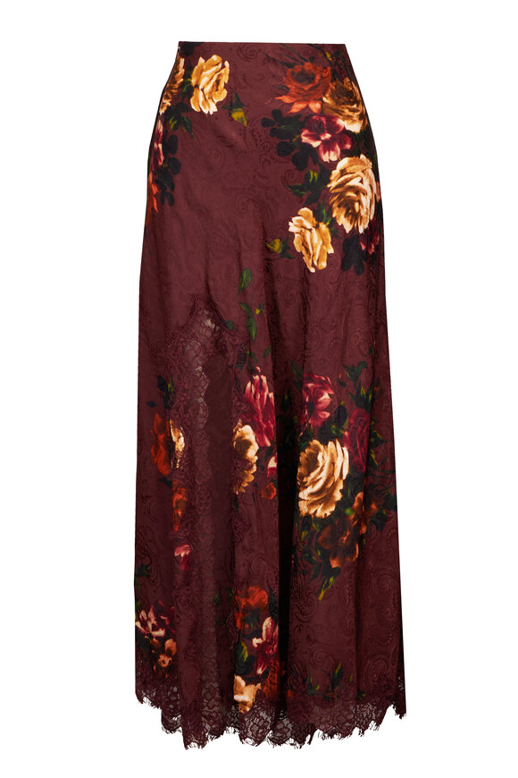 Cara Cara Lou Burgundy Floral Midi Skirt - view 1