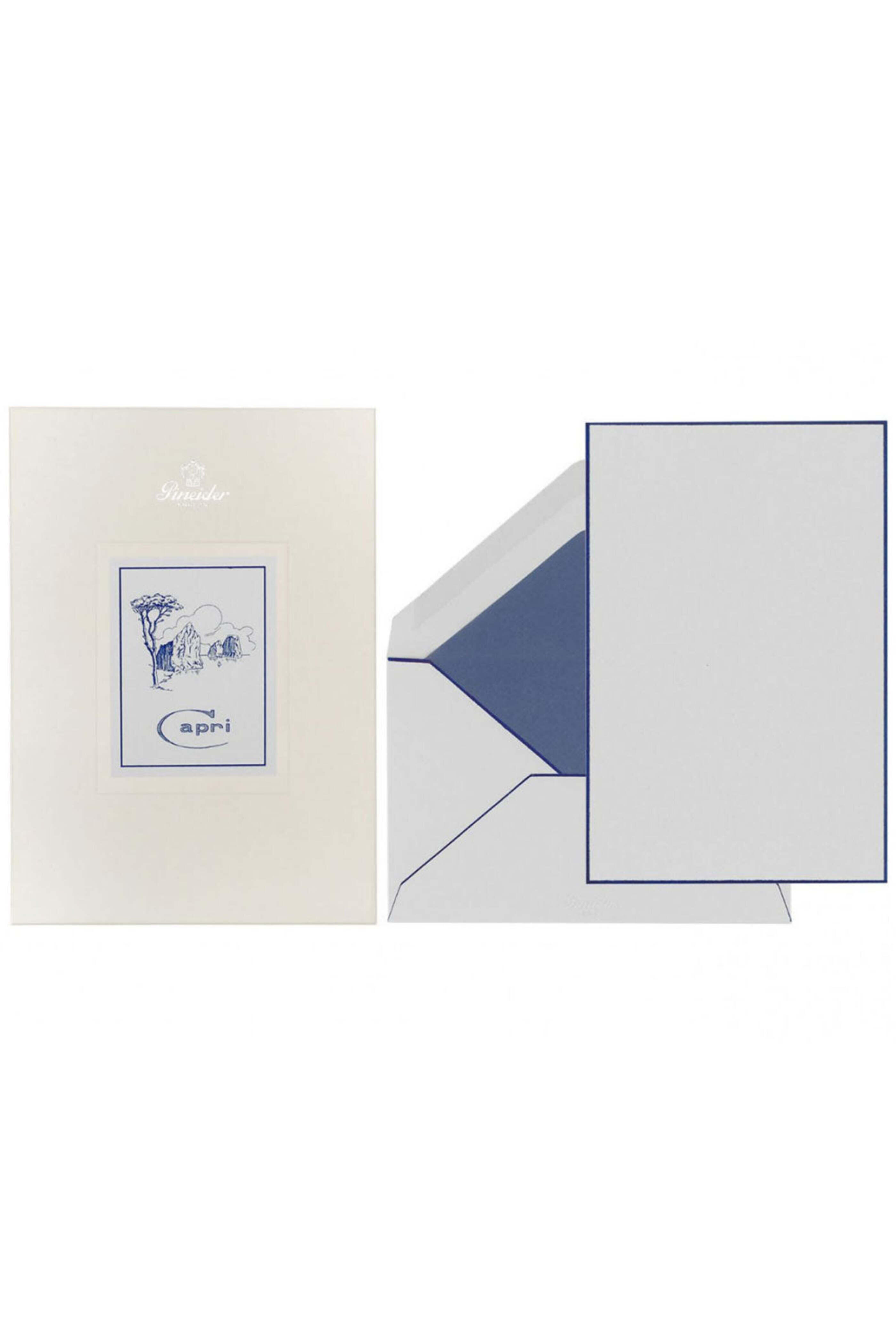Pineider - Capri Box A5 Writing Paper in Grigio and Blue
