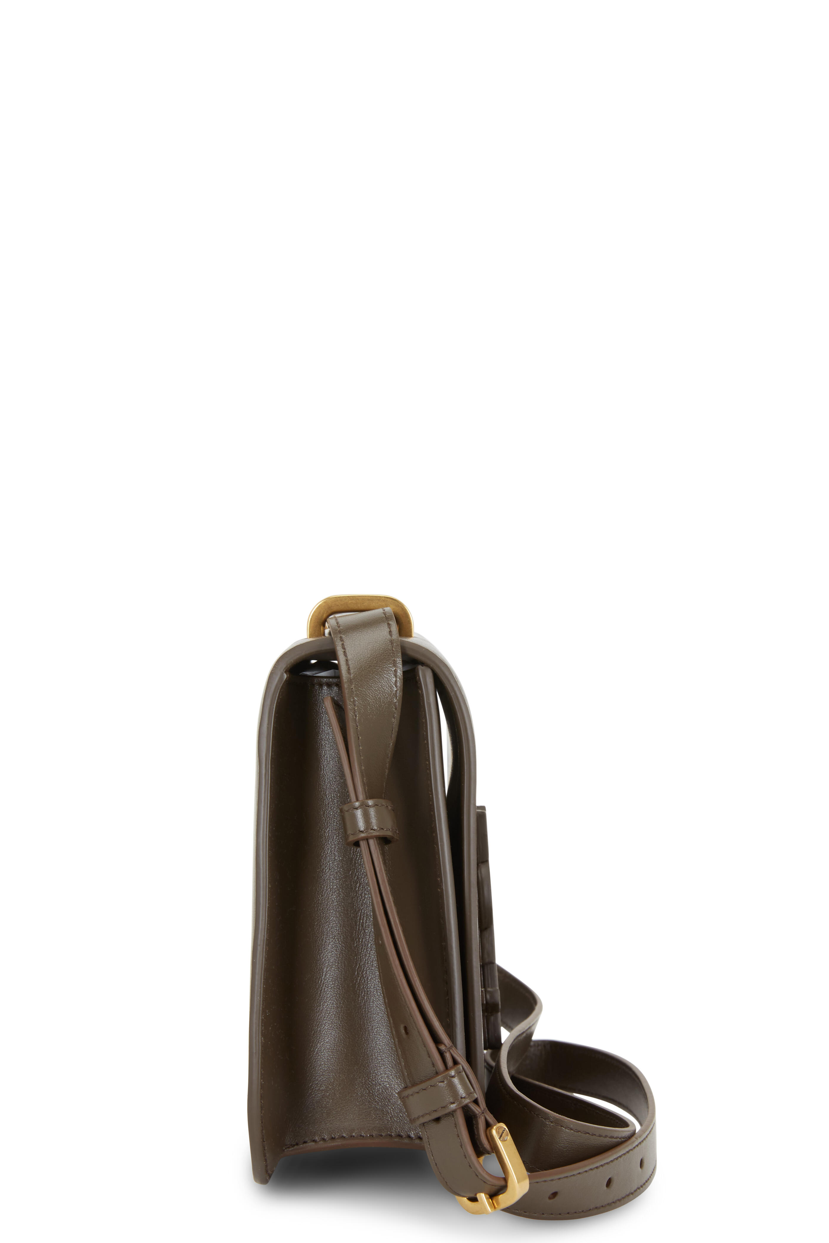 Saint Laurent Spontini Brown Leather Small Satchel