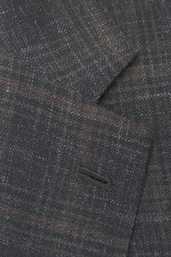 Kiton Olive Green & Brown Wool Plaid Sportcoat - view 4