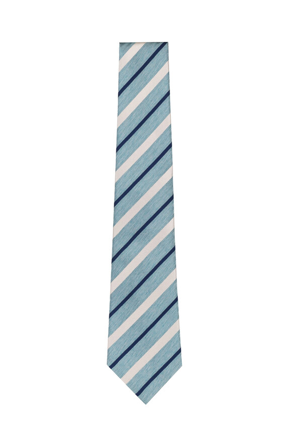 Kiton Mint Stripe Silk Necktie