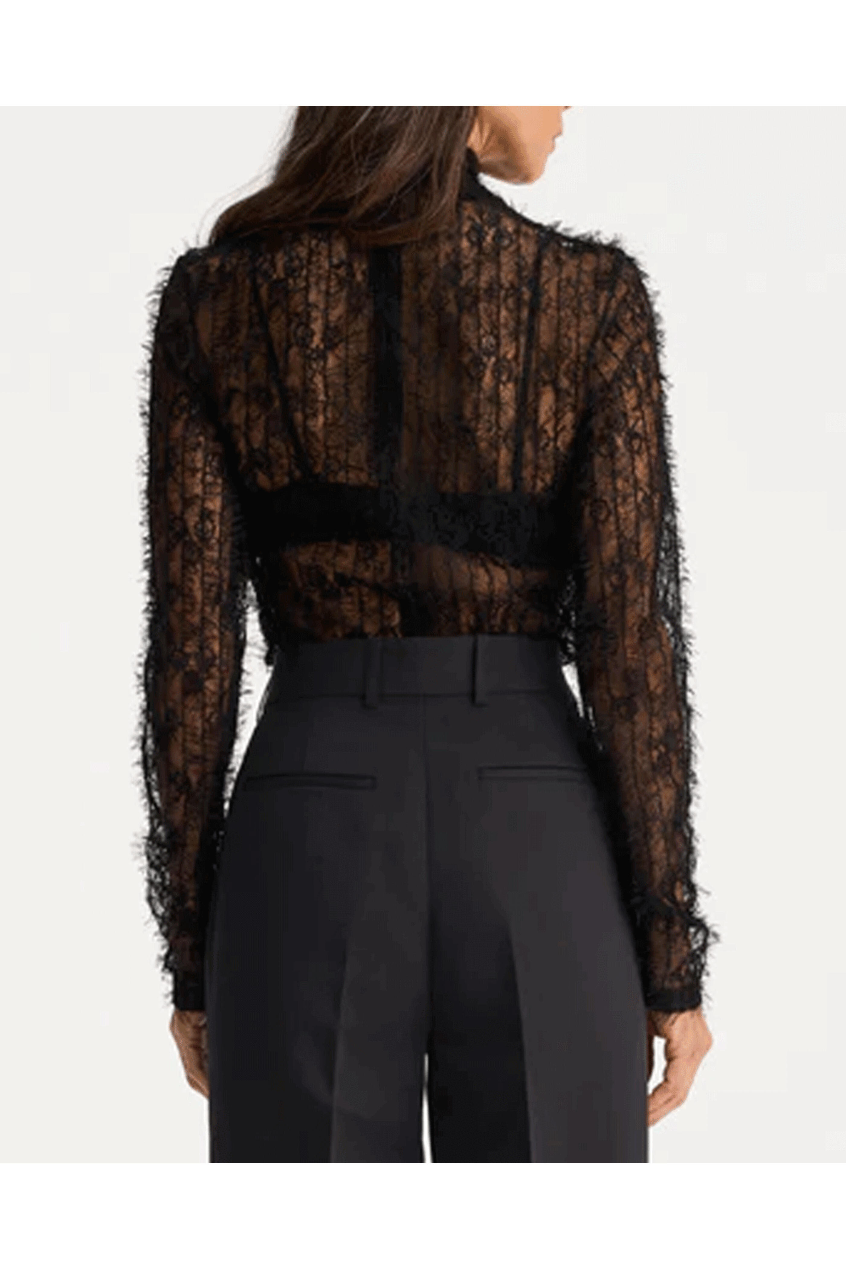 Rohe Frames - Black High Neck Textured Sheer Top