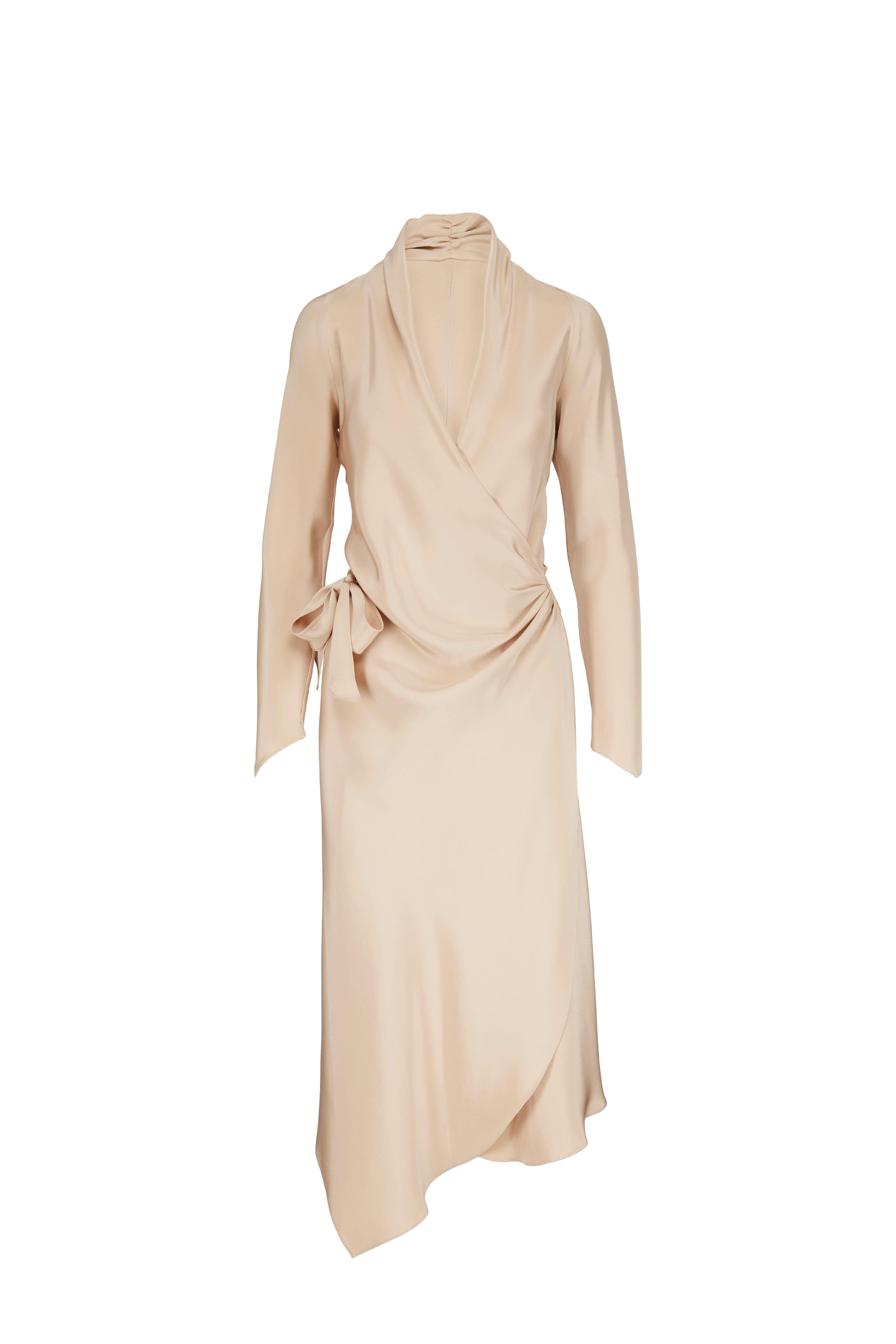 Peter Cohen - Victor Beige Long Sleeve Wrap Dress