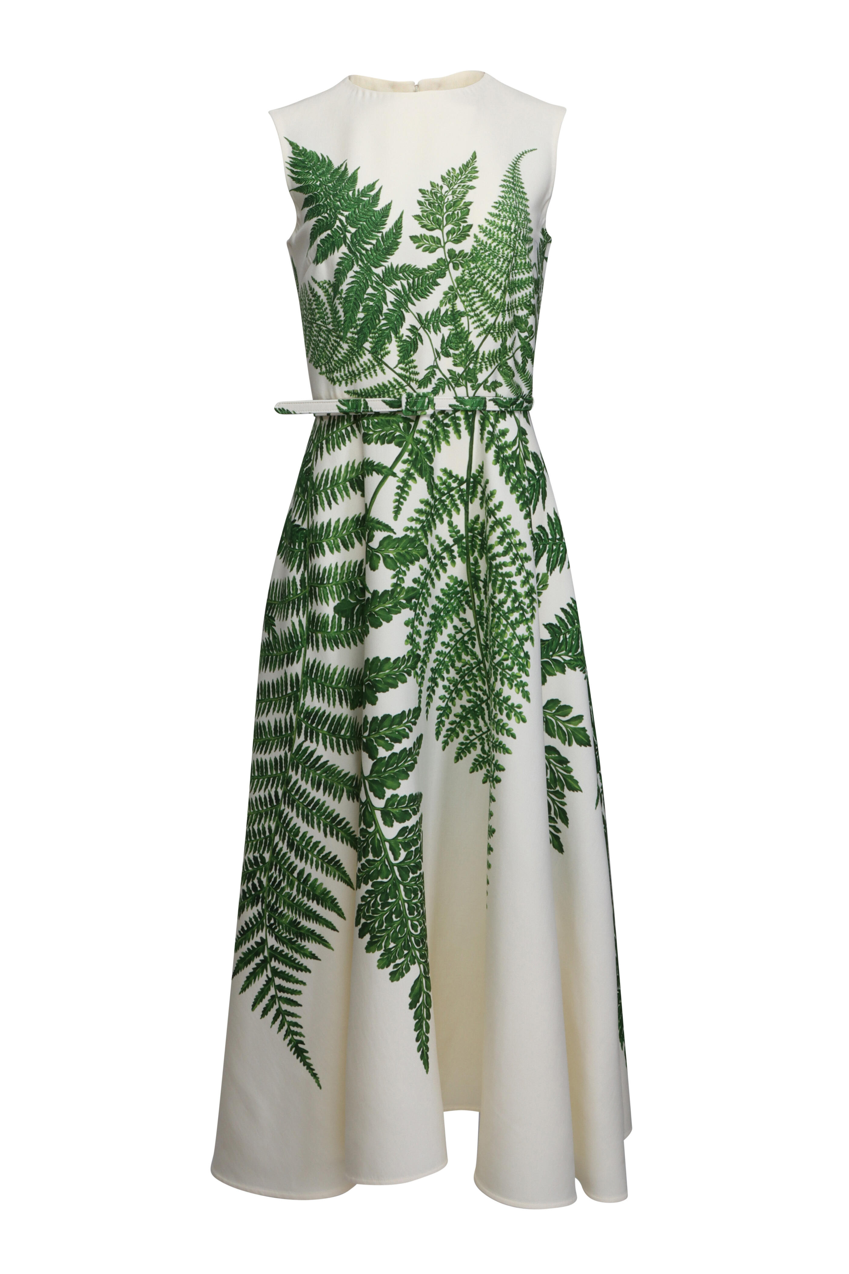 Oscar de la Renta - Fern Ivory & Green Wool Day Dress