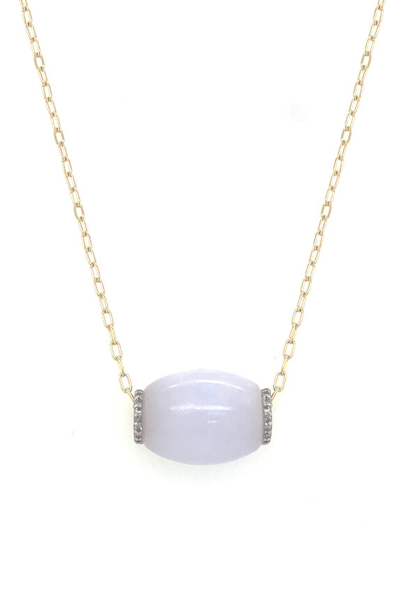 Ellen Hoffman 14k Gold Purple Jade & Pave Diamond Necklace - view 1
