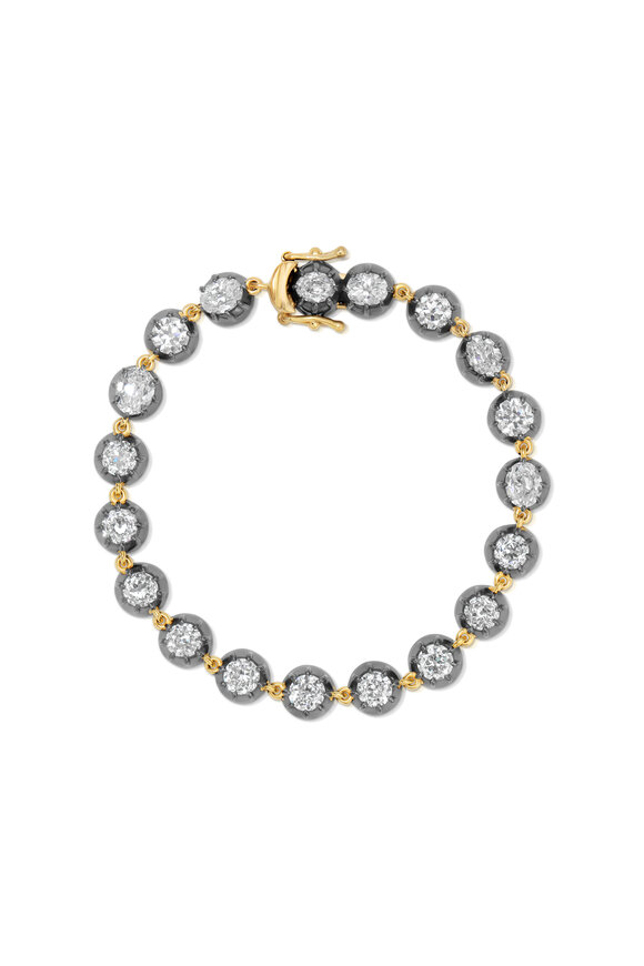 Jenna Blake 18k Yellow Gold Blackened Diamond Fringe Bracelet