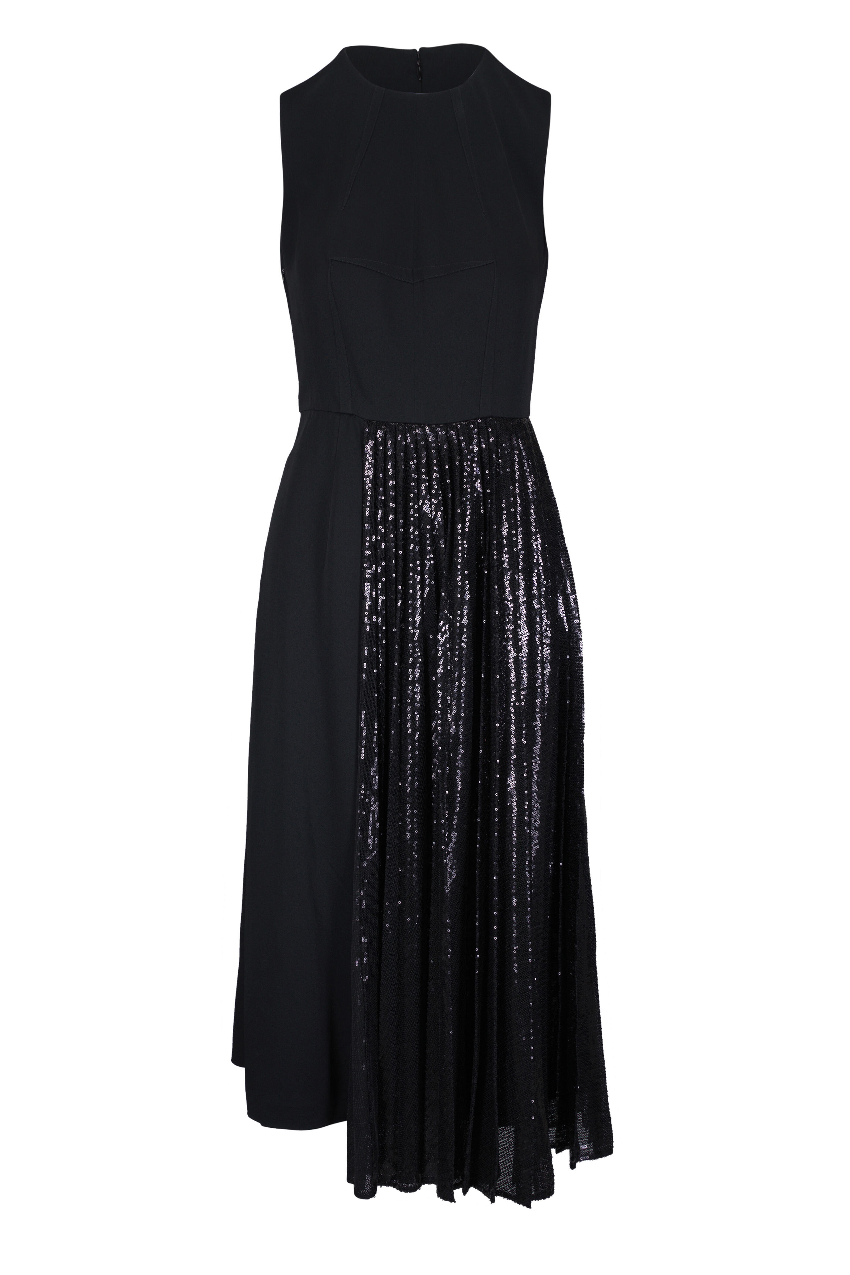 Michael Kors Collection - Black Sequin Tulle & Satin Sheath Dress