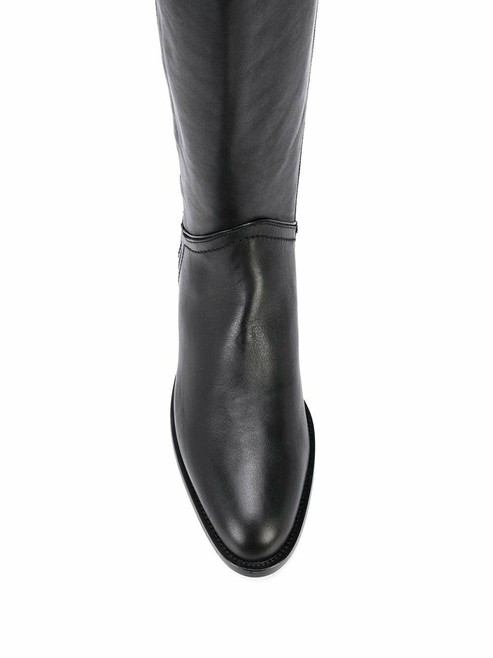 Aquatalia Nia Black Leather Stretch Cashmere Tall Boot