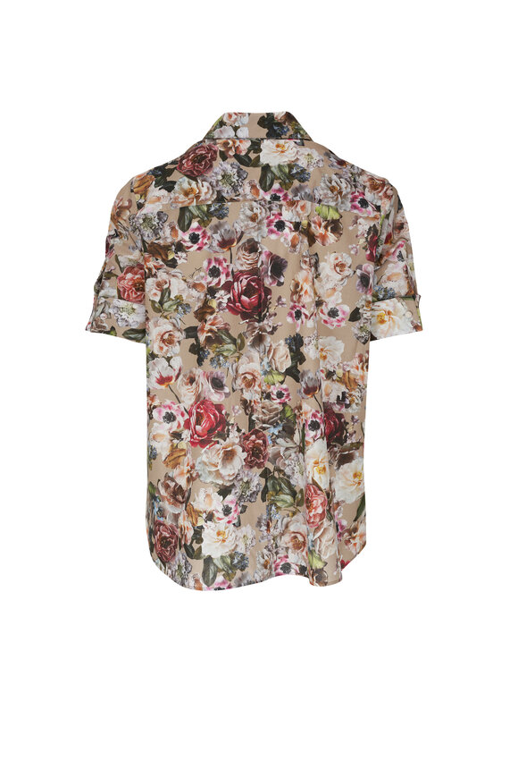 Adam Lippes - Khaki Floral Trapeze Printed Voile Blouse