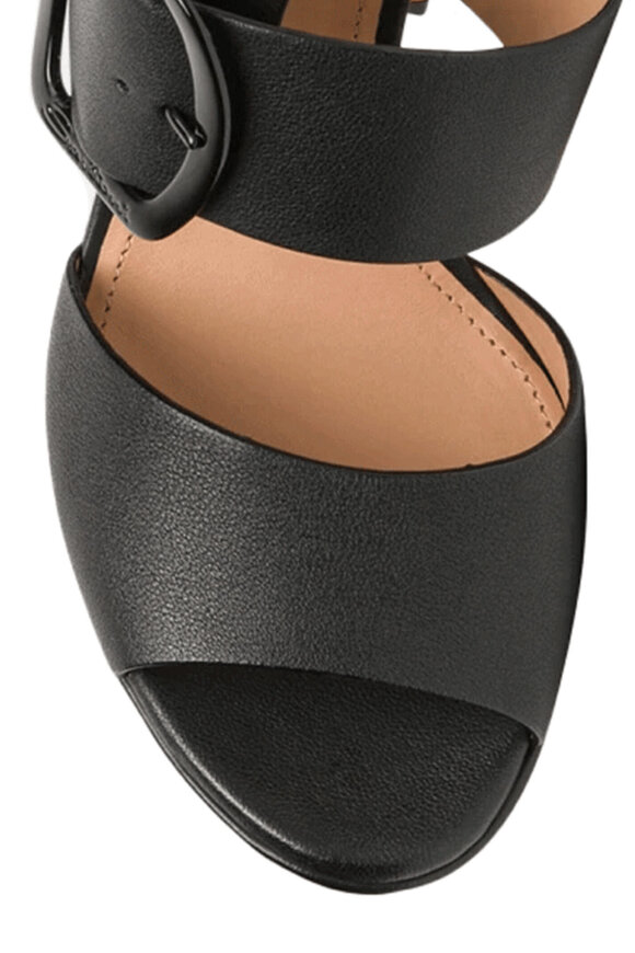 Santoni Bruxel Black Leather Platform Sandal, 75mm - view 4