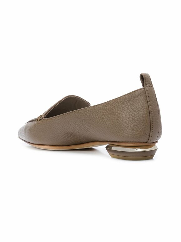 Nicholas Kirkwood - Beya Taupe Grained Leather Pointed Flat