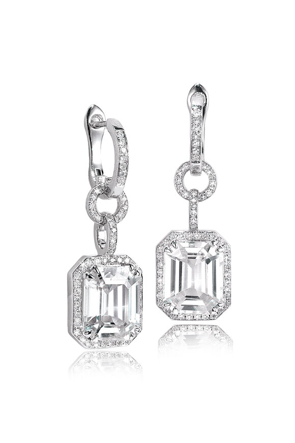 Nam Cho 18k White Gold White Zircon & Diamond Drop Earring