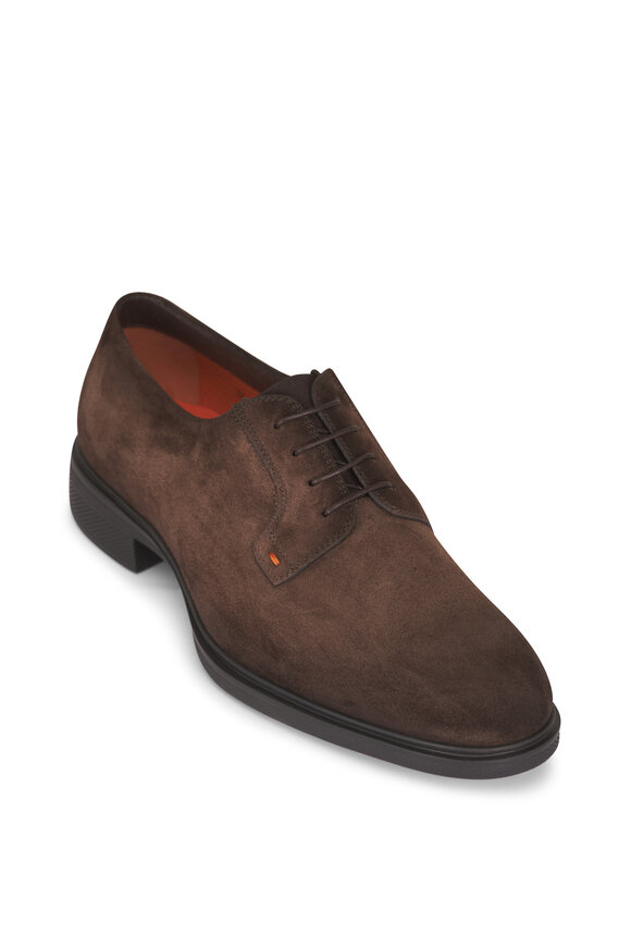 Santoni Easy Revlo Dark Brown Suede Dress Shoe - view 1
