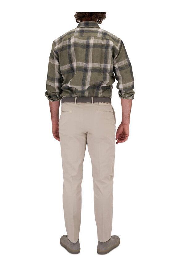 Maurizio Baldassari - Green & Gray Plaid Linen & Cotton Sport Shirt 