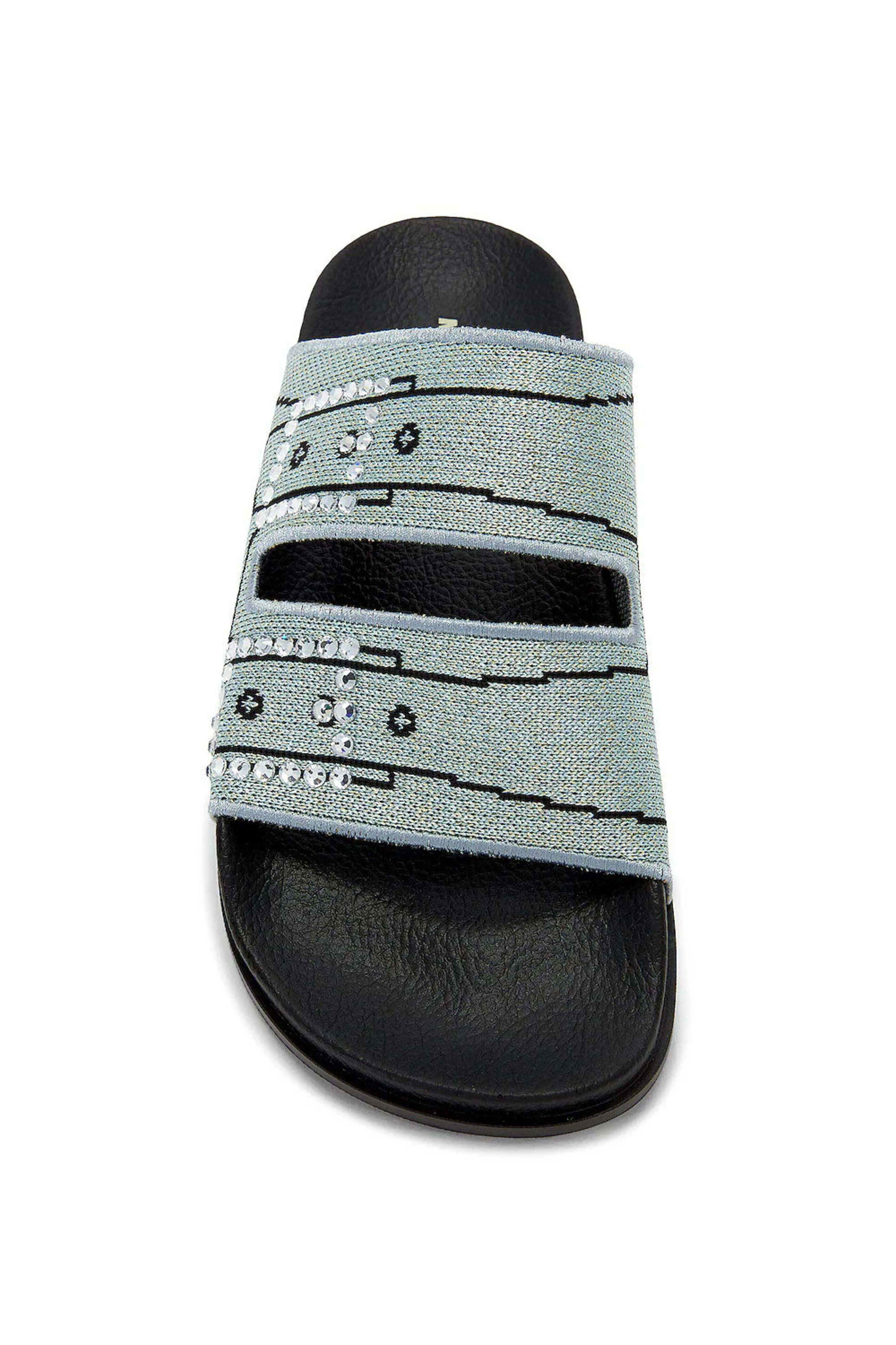 Marni - Embroidered Slip On Sandal in Silver | Mitchell Stores