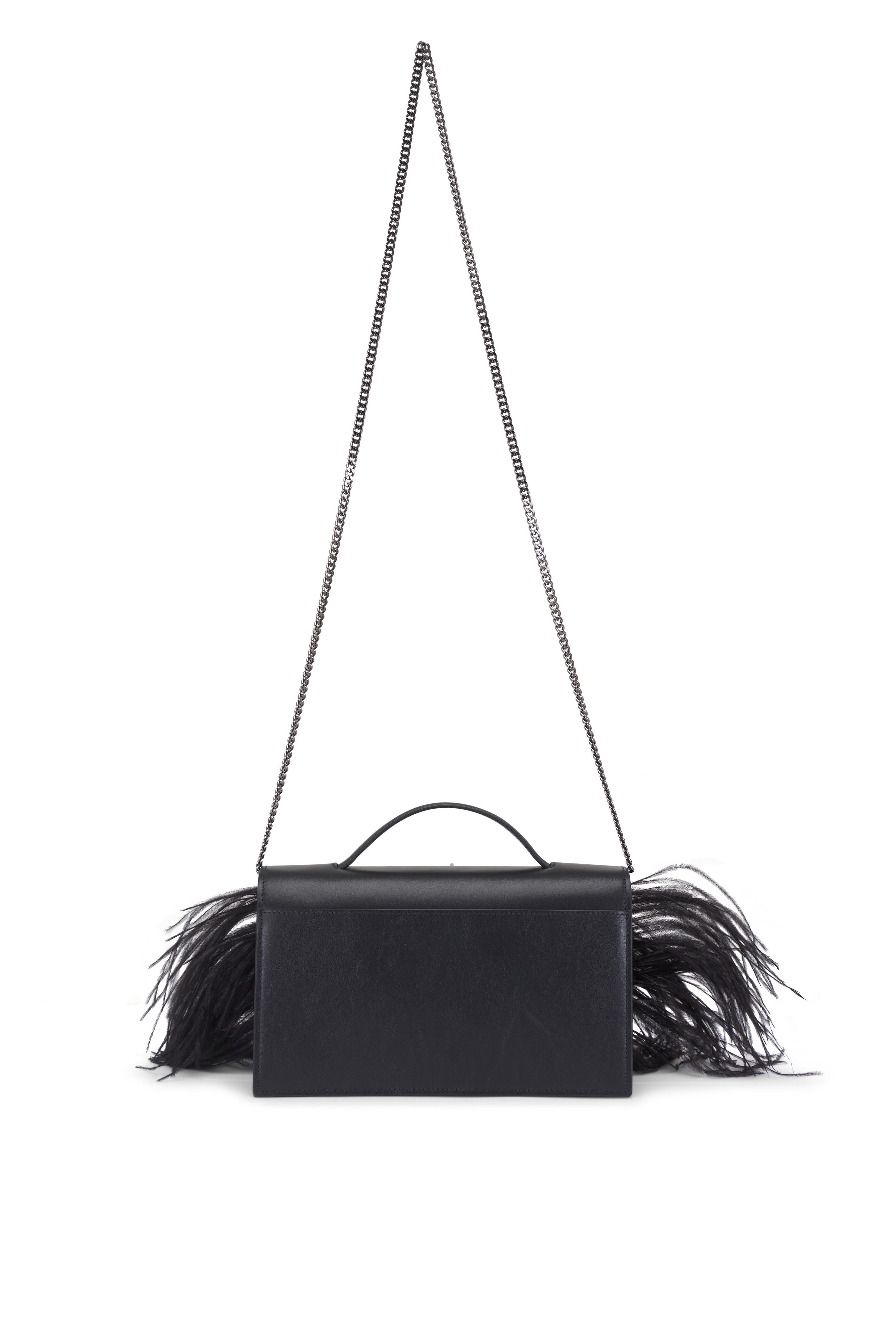 Akris - Anouk Black Feather Trim City Bag