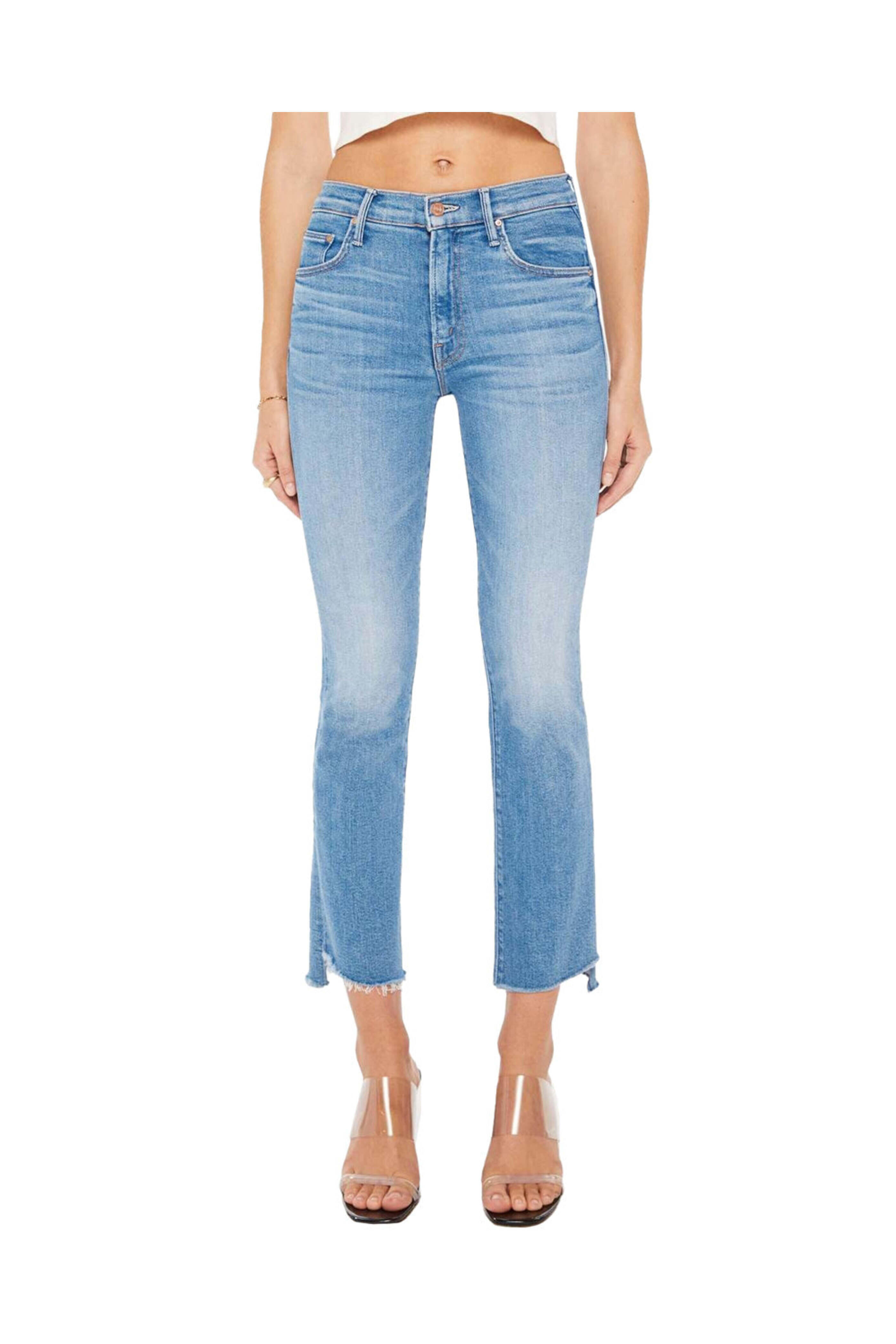 Mother - The Insider Crop Step Fray Jean in Out Of The Blue