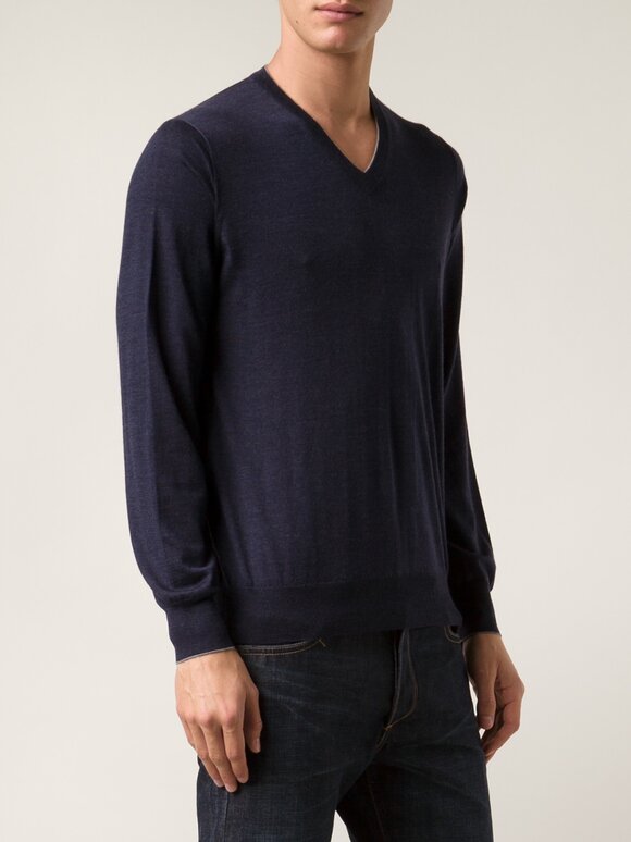 Brunello Cucinelli - Navy Blue Wool Blend Sweater