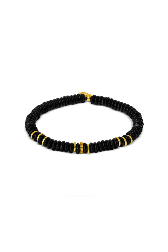 Tateossian Black Agate & Bamboo Stretch Bracelet