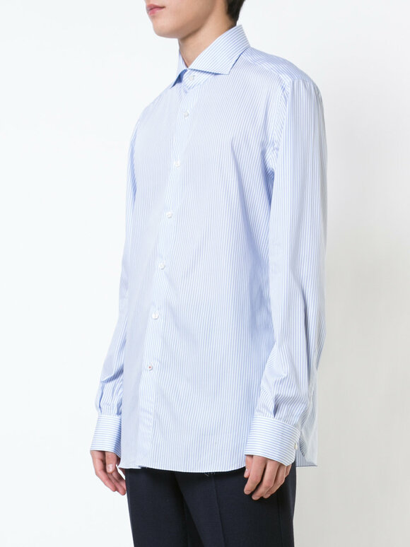 Isaia - Light Blue & White Striped Dress Shirt