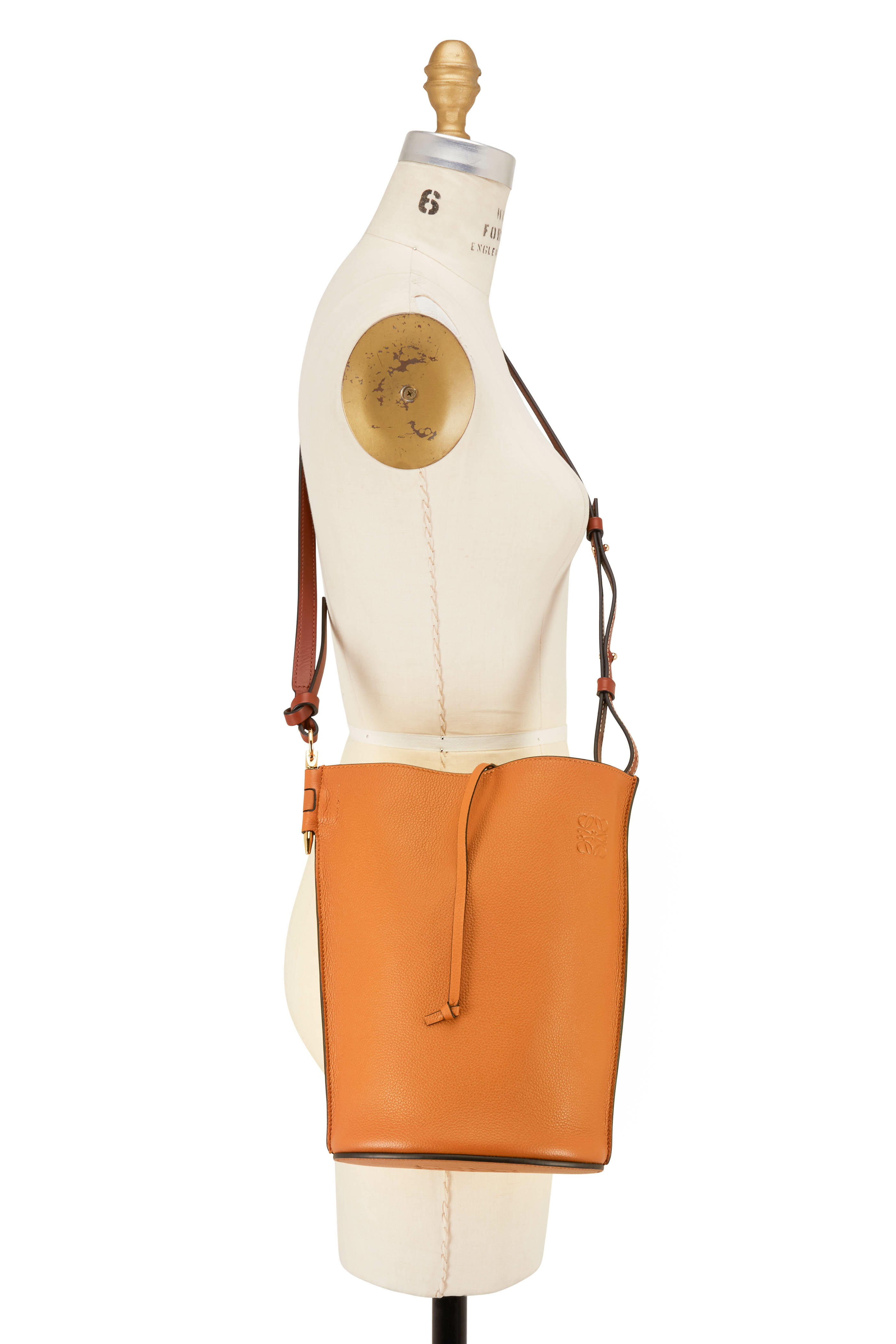 Loewe Gate Anagram-perforated Leather Bucket Bag In White Multi