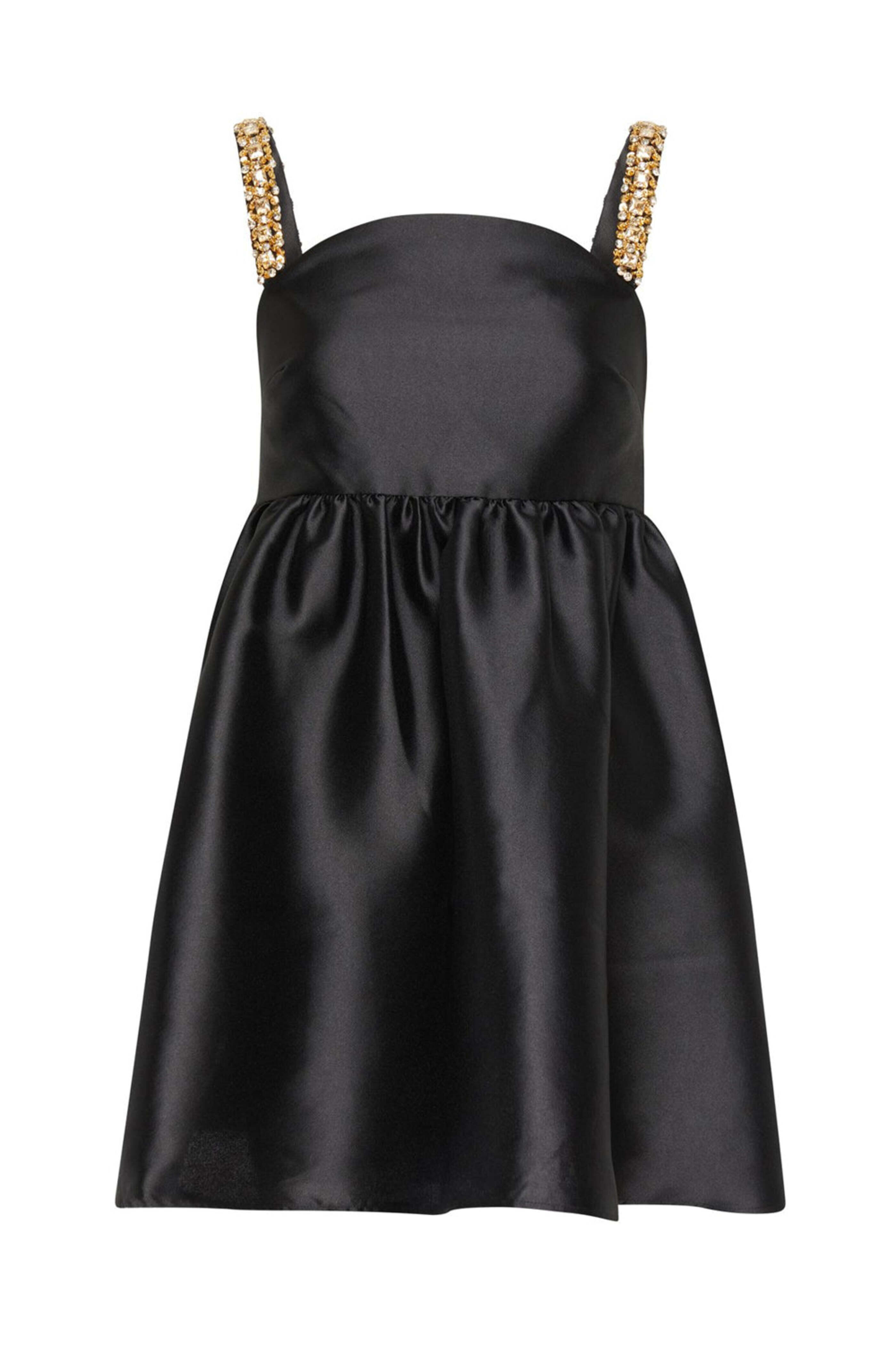 Self - Portrait - Black Embellished Taffeta Mini Dress