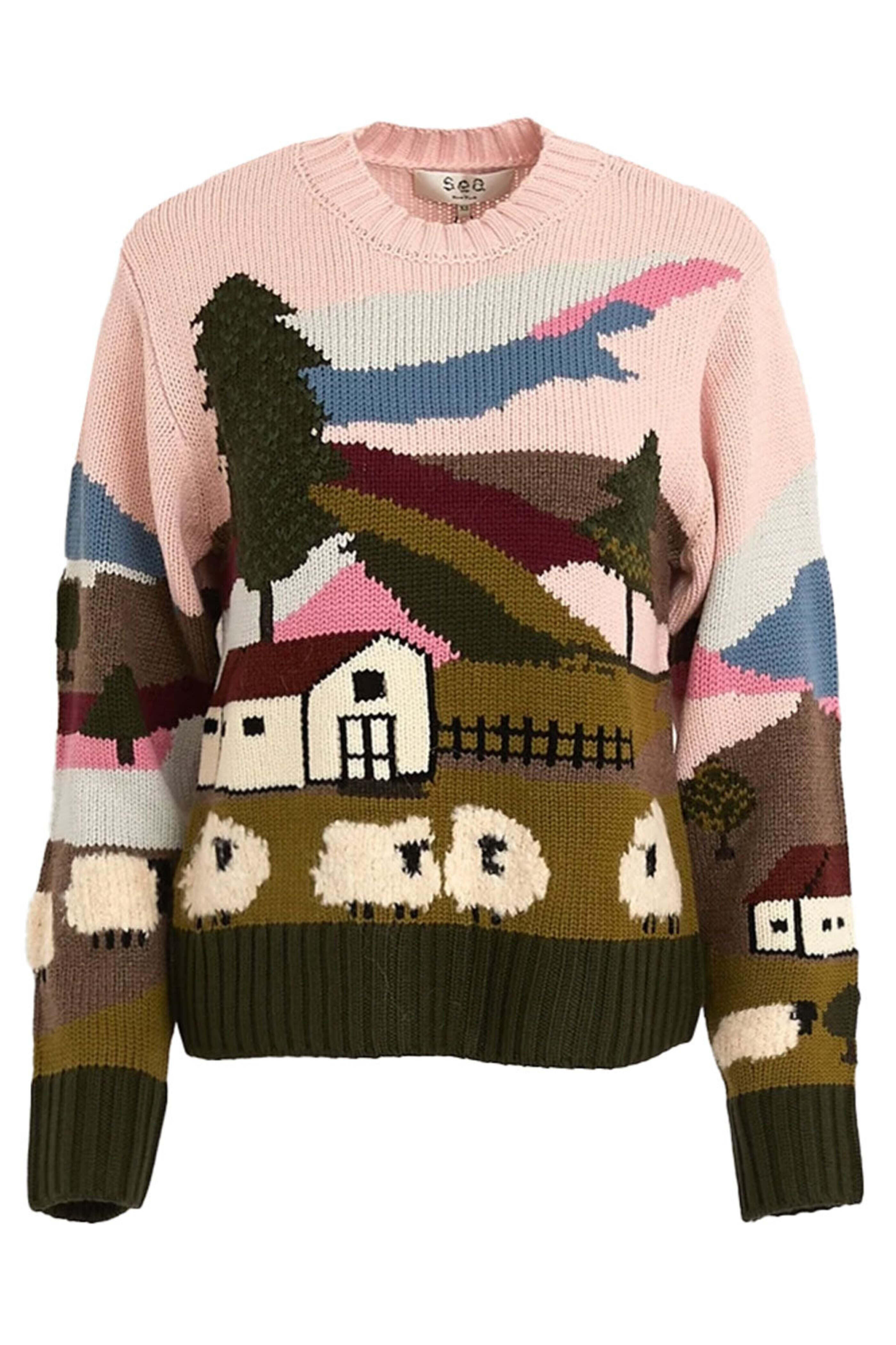 Sea NYC - Multi Intarsia Reese Sheep Sweater